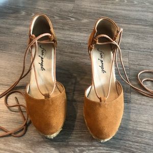 Free People - Woven wedges, with ankle laces.